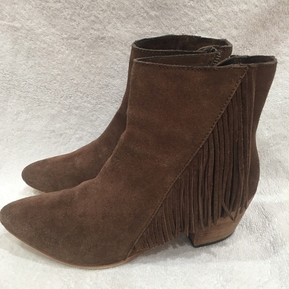 Seychelles Suede Western Ankle Booties with Fringe Size 7 Brown EUC - Picture 5 of 12